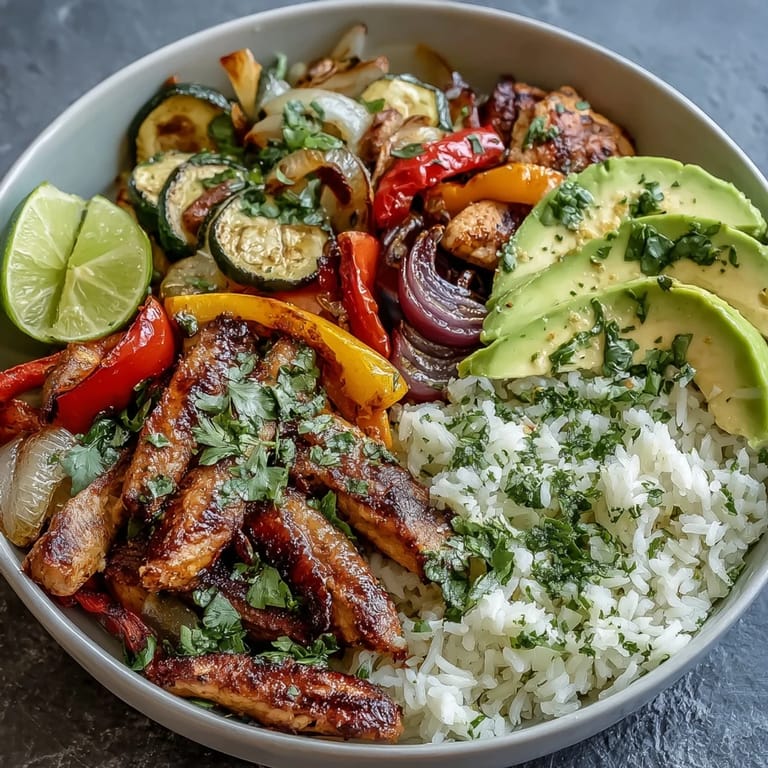 Flavorful Sheet Pan Fajita Bowl, piled high with vibrant, savory goodness.