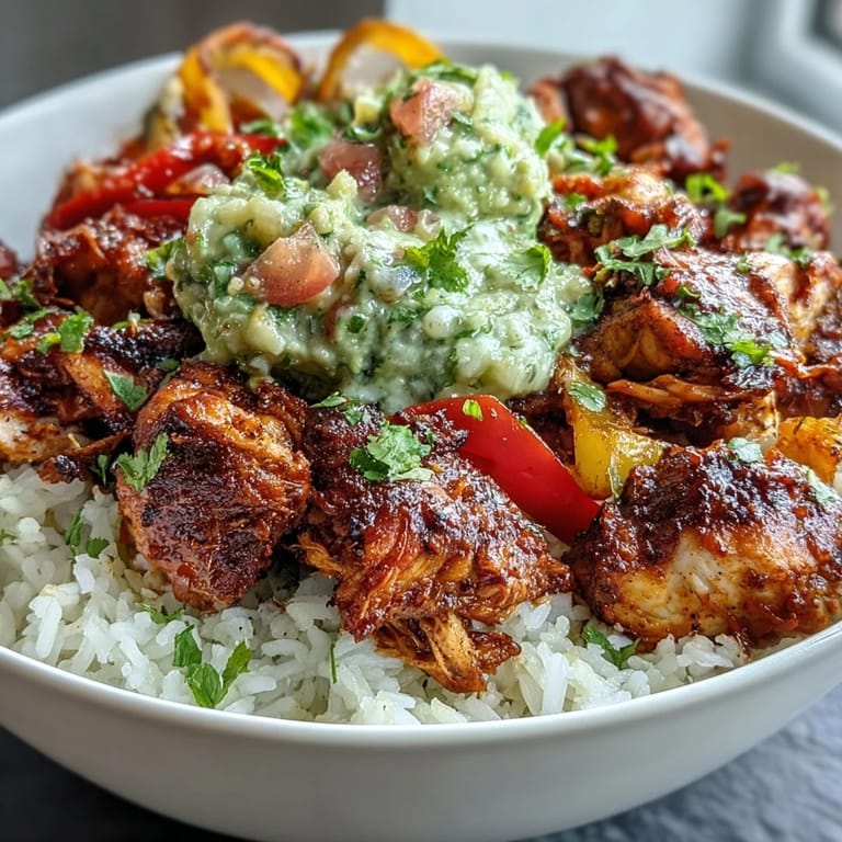 Vibrant sheet pan chicken tinga bowl, featuring tender, spiced chicken and roasted vegetables, ready to serve.