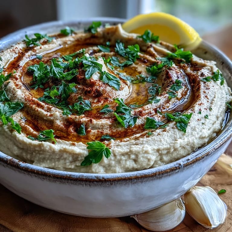 Homemade Black-Eyed Pea Hummus spread on a gluten-free cracker with a lemon wedge on the side.
