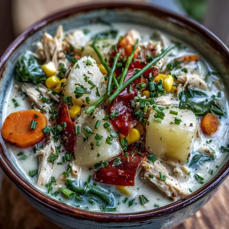 Rustic ladle scooping hot Ranch Chicken Veggie Soup into a bowl, ready to serve with crusty bread.