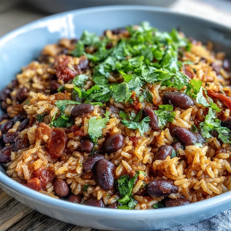 Mexican-style Spanish Rice and Beans paired with lime wedges for brightness.