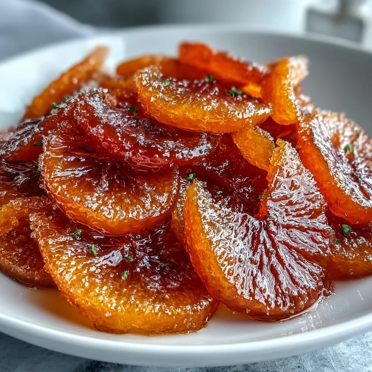 Fragrant orange slices simmered in vanilla syrup, adding citrusy sweetness to cakes, tarts, and ice cream.  