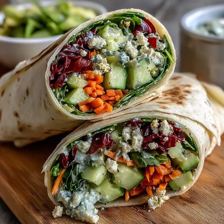Healthy vegetarian wraps bursting with fresh veggies and basil, served with tangy lemon aioli for a bright, satisfying lunch.