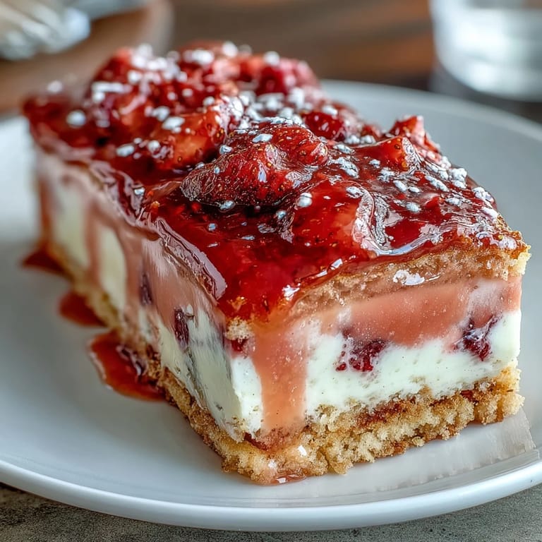 Vibrant pink strawberry lemonade filling atop a golden shortbread base, perfect for picnics and warm-weather gatherings.  