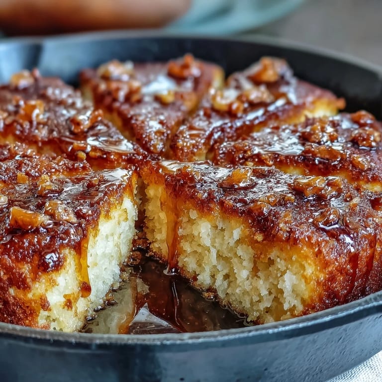 Crispy-edged, fluffy cornbread fresh from the skillet, topped with creamy honey butter and ready to complement any hearty Southern meal.