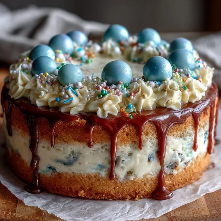Festive two-tier vanilla sponge cake with creamy buttercream and colorful balloon decorations for graduation parties.