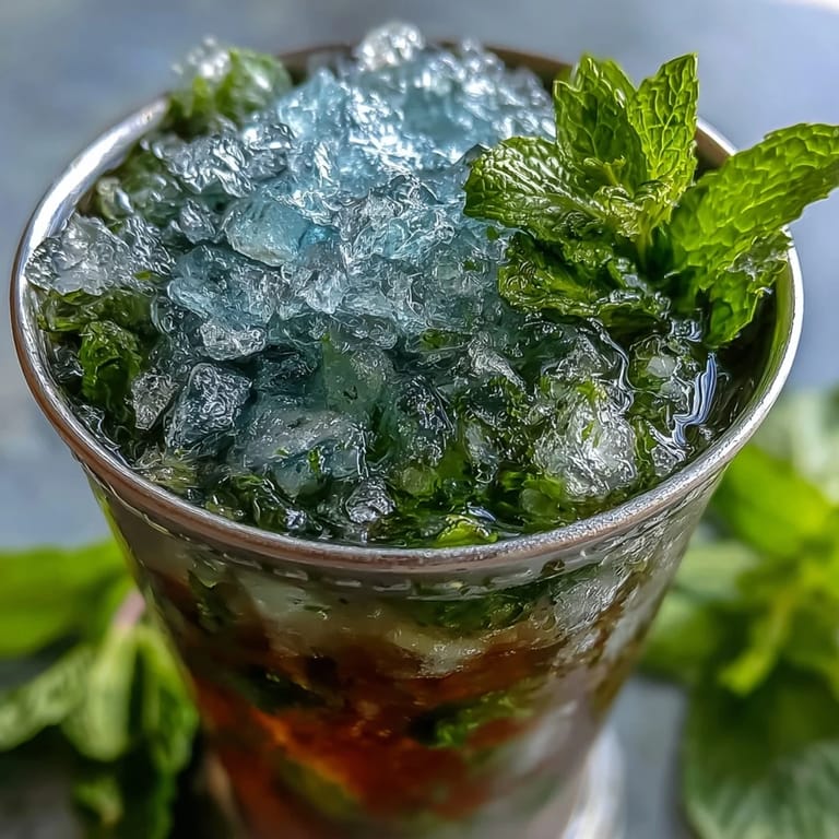 Refreshing non-alcoholic mint julep mocktail with crushed ice, sparkling water, and fresh mint leaves, served in a classic julep glass.