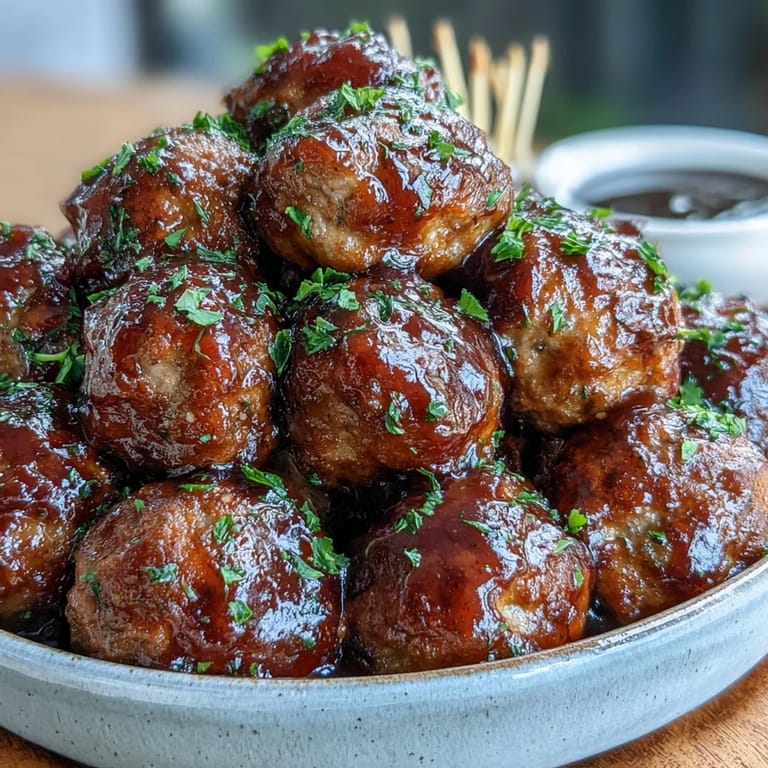 Warm, savory hot honey peach meatballs, a delightful appetizer or main dish.