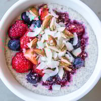 Creamy Berry Chia Pudding, layered beautifully with vibrant berries, ready for a healthy morning.