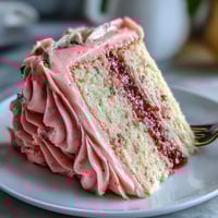 Vibrant Galentines Cake with strawberry buttercream features pink ombre frosting and fresh berry garnish for a festive dessert.