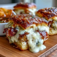 Kentucky Derby Hot Brown Sliders on Brioche Buns with roasted turkey, crispy bacon, and creamy Mornay sauce, perfect for Derby Day entertaining.