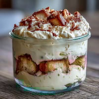 Bright and zesty Limoncello Tiramisu Dessert Jars with layers of lemon mascarpone cream and soaked ladyfingers, garnished with white chocolate shavings.