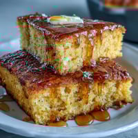 Golden, moist Southern-style cornbread baked in a cast-iron skillet, served warm with luscious honey butter for the ultimate comfort food experience.