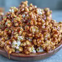 Sweet and salty Baseball Season Popcorn Mix with crunchy peanuts and gooey caramel, baked to golden perfection for game day snacking.