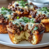 Golden Cornbread Taco Muffins, bursting with seasoned beef and melted cheddar cheese.